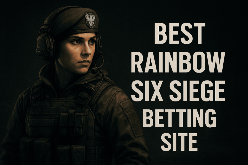Rainbow Six Siege operator with text "Best Rainbow Six Siege Betting Site