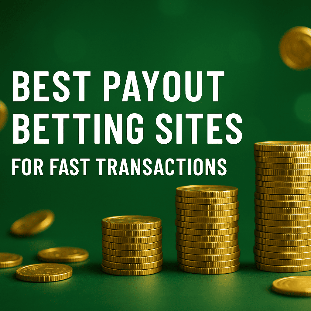 Best payout betting sites banner with stacks of gold coins symbolizing fast and reliable betting transactions